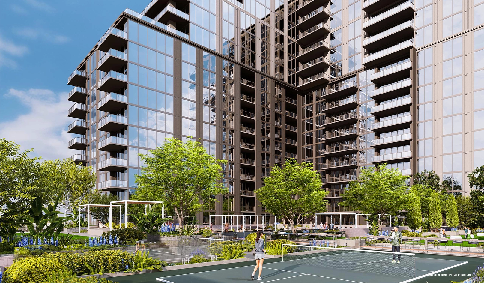 Rooftop pickleball deck at Elyse Buckhead