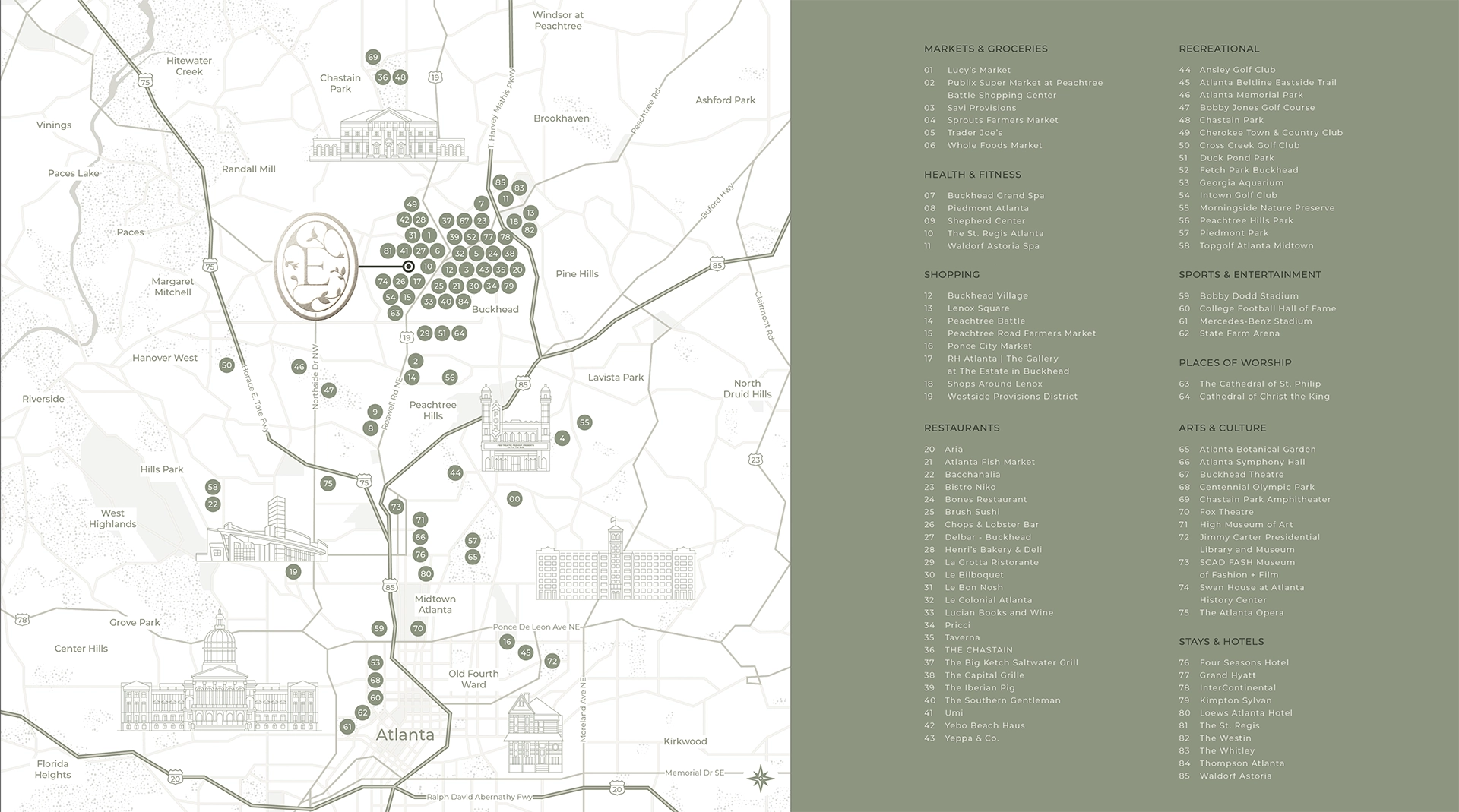 Map of Buckhead points of interest near Elyse