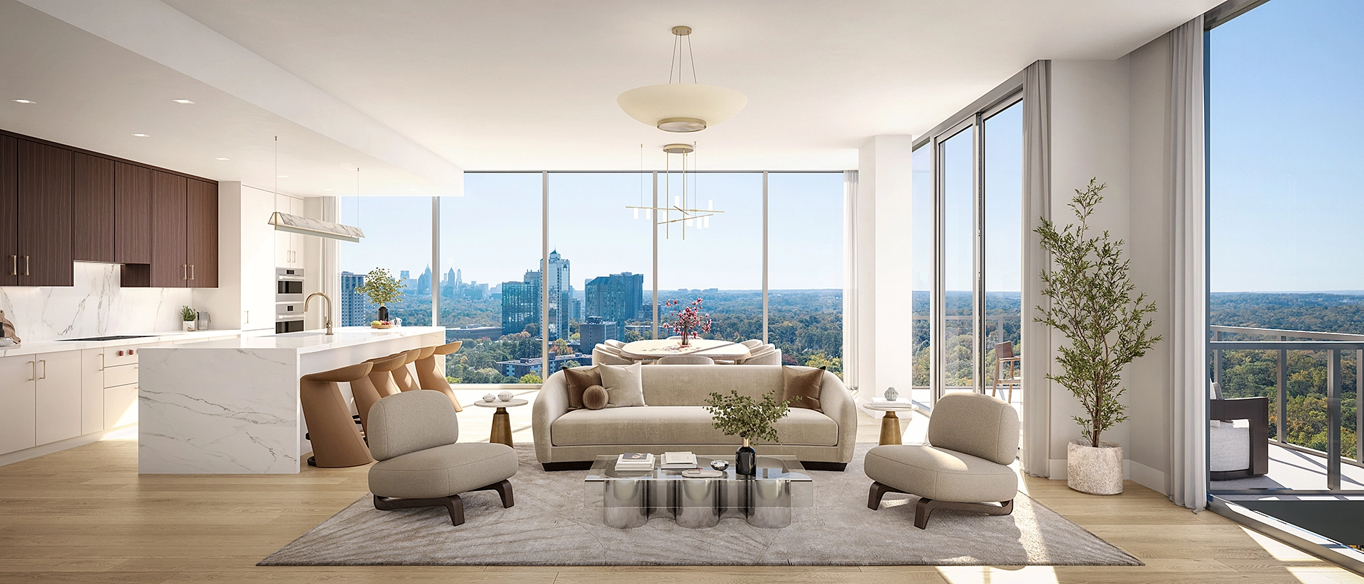 Interior rendering of an Elise Buckhead residence.